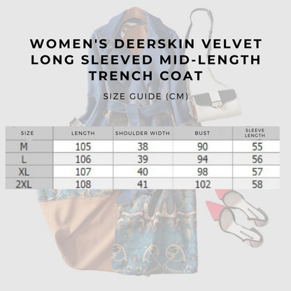 Women's Deerskin Velvet Long Sleeved Mid-Length Trench Coat - ChoreGirl