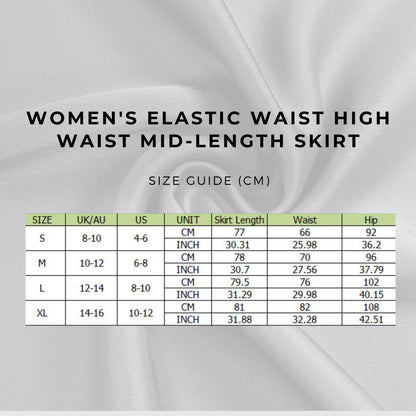 Women's Elastic Waist High Waist Mid-length Skirt - ChoreGirl