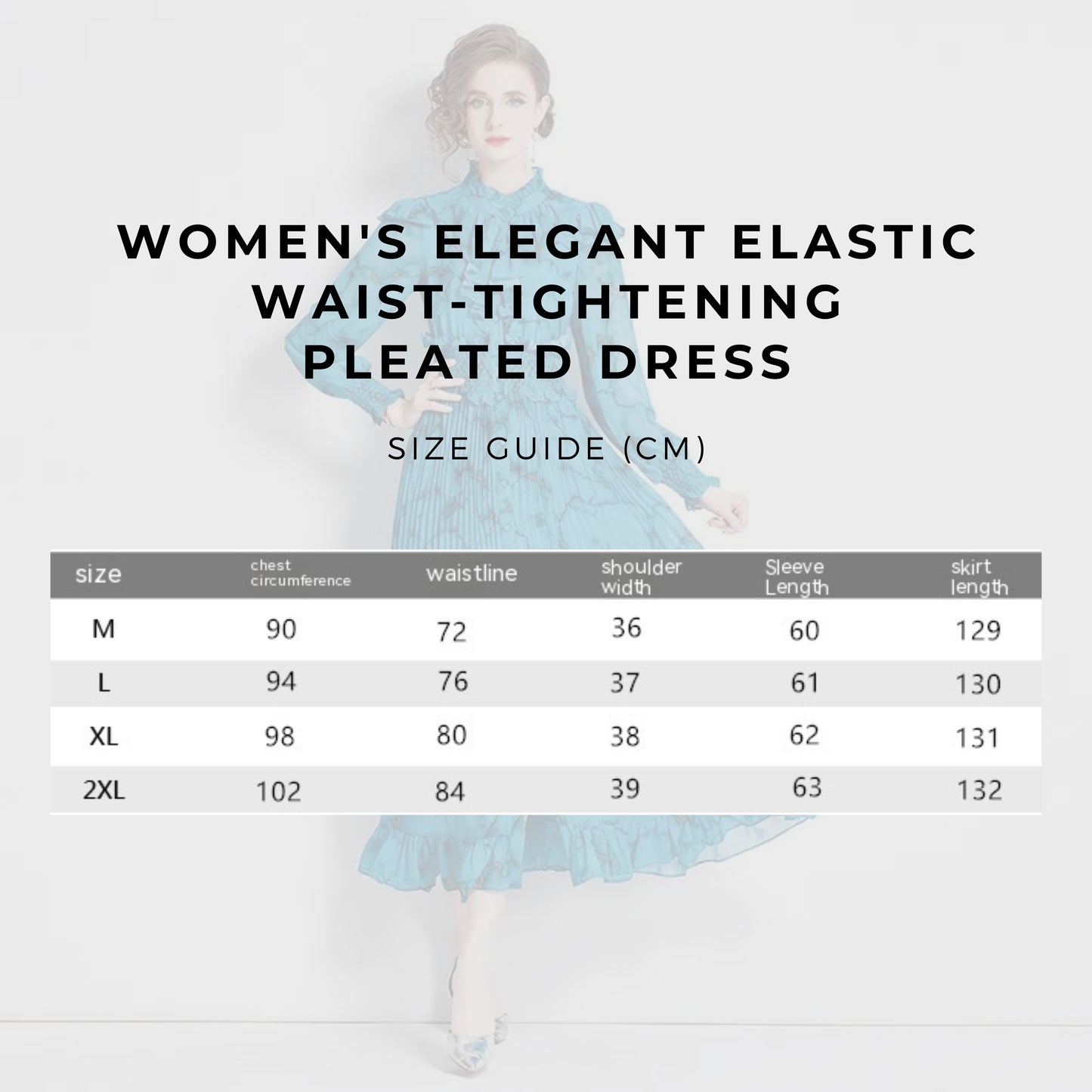 Women's Elegant Elastic Waist-tightening Pleated Dress - ChoreGirl
