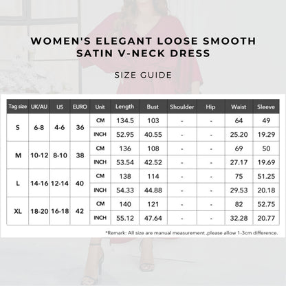 Women's Elegant Loose Smooth Satin V-neck Dress - ChoreGirl