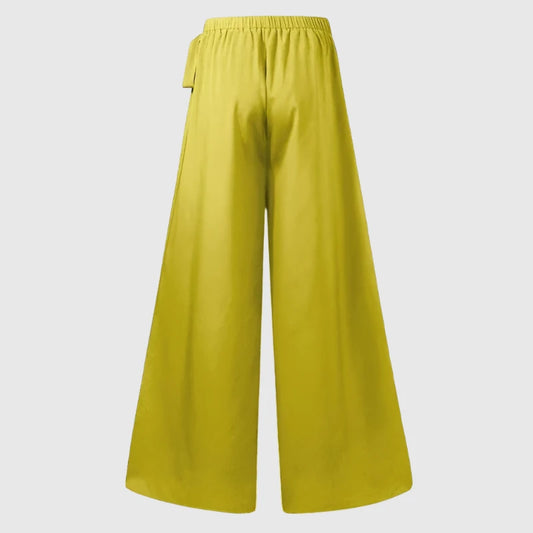 Women’s Elegant Solid Flare High Waist Pleated Wide Leg Pants - ChoreGirl