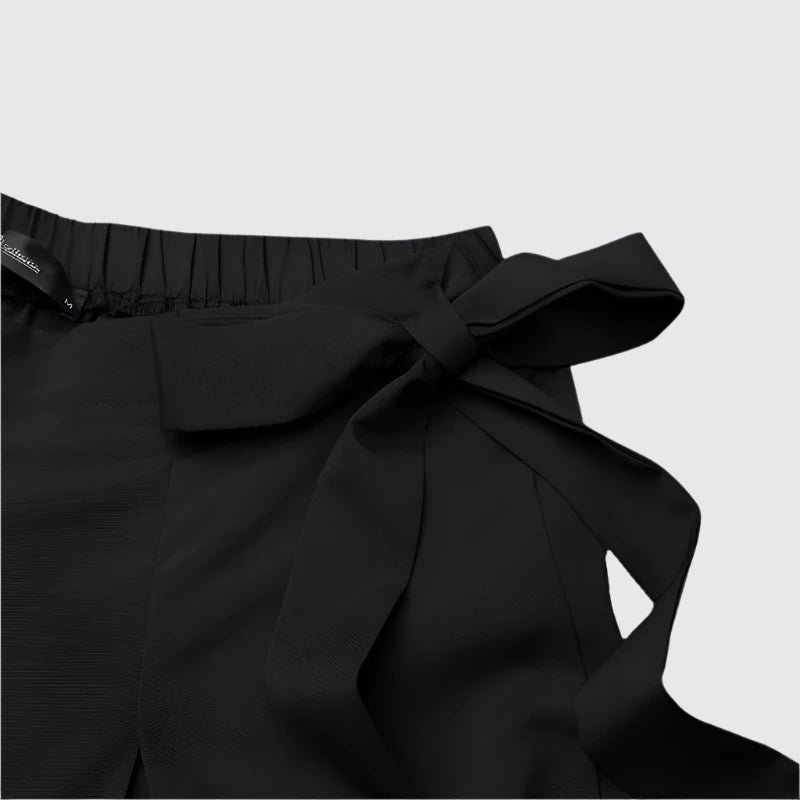 Women’s Elegant Solid Flare High Waist Pleated Wide Leg Pants - ChoreGirl