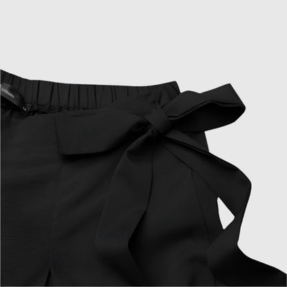 Women’s Elegant Solid Flare High Waist Pleated Wide Leg Pants - ChoreGirl