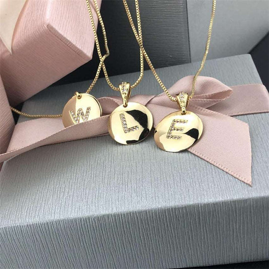 Fashion Jewelery Letter Necklace with Glossy Diamonds - ChoreGirl