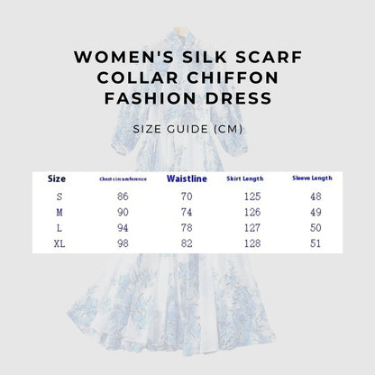 Women's Silk Scarf Collar Chiffon Fashion Dress - ChoreGirl