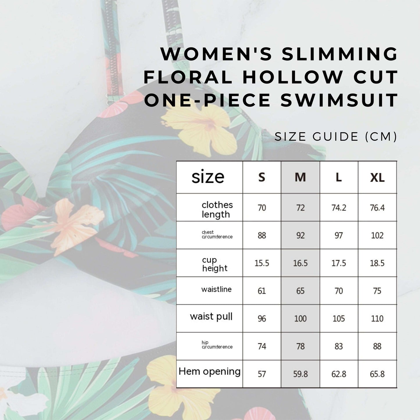Women's Slimming Floral Hollow Cut One-piece Swimsuit - ChoreGirl