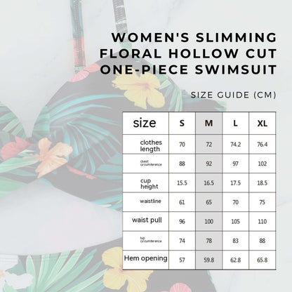Women's Slimming Floral Hollow Cut One-piece Swimsuit - ChoreGirl