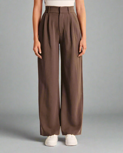 Women's Casual High Waist Straight and Wide Leg Pants with Pockets - ChoreGirl