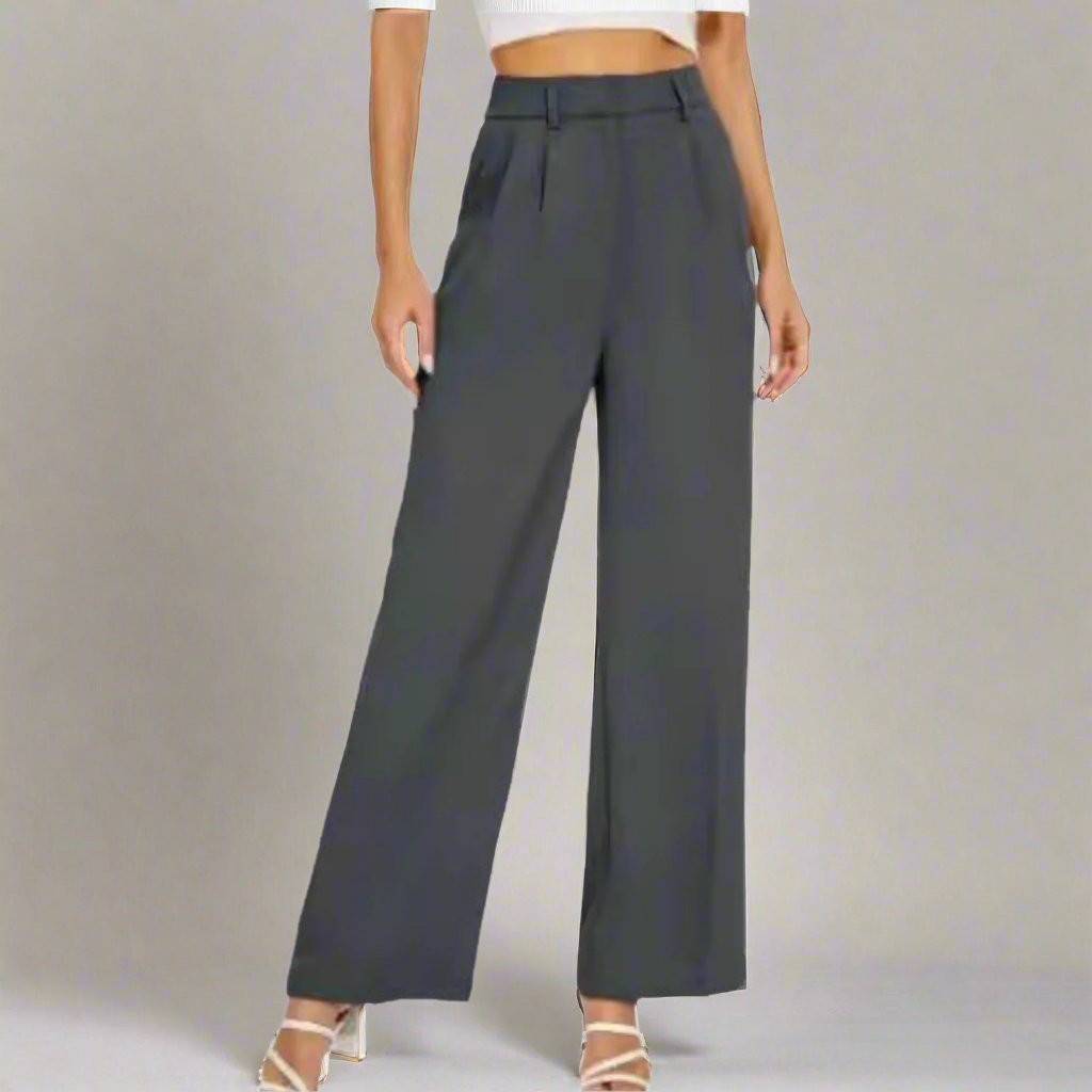 Women's Casual High Waist Straight and Wide Leg Pants with Pockets - ChoreGirl