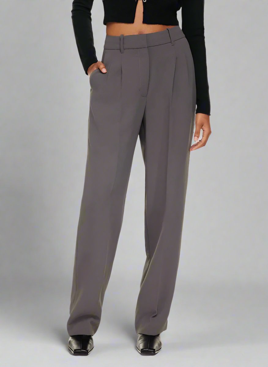 Women's Casual High Waist Straight and Wide Leg Pants with Pockets - ChoreGirl