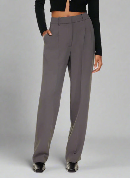 Women's Casual High Waist Straight and Wide Leg Pants with Pockets - ChoreGirl