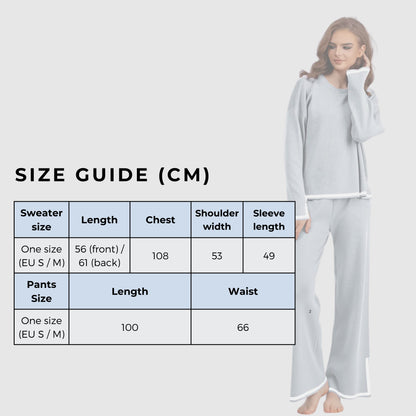 Women's Casual Long Sleeve Sweater and High Waist Wide Leg Pants Knitted Outfit Set - ChoreGirl