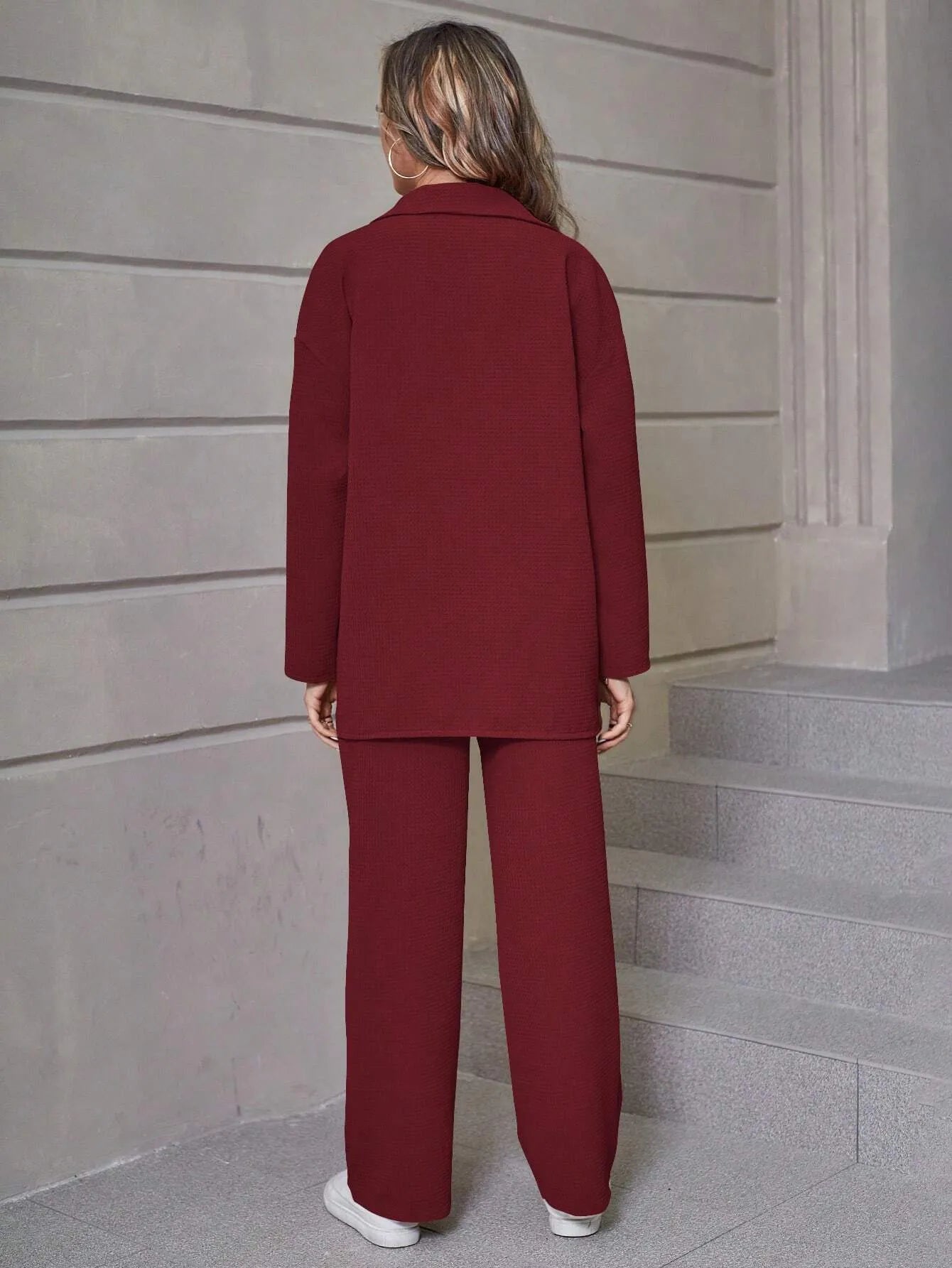 Women's Casual Shirt and Wide Leg Pants Outfit Set - ChoreGirl