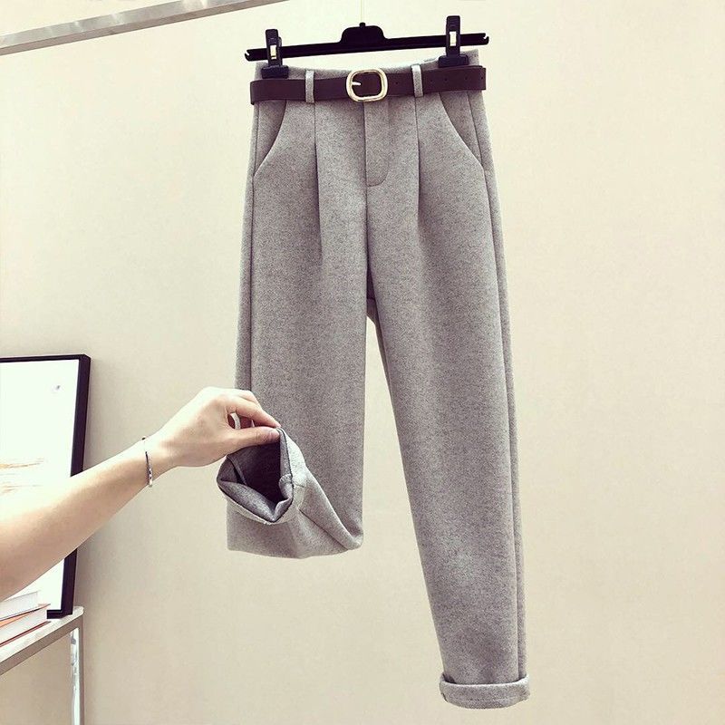 Women's Casual Woolen Coat, Sweater and Pants Three Piece Outfit Set - ChoreGirl