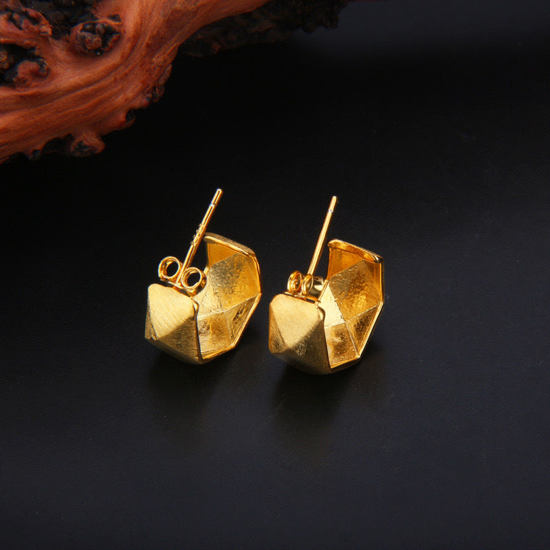 Women's Copper Retro Stud Earrings - ChoreGirl