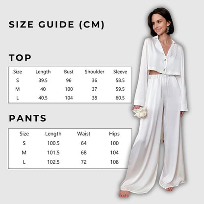 Women's Crop Top and Baggy Pants Ice Silk Pajamas Set - ChoreGirl