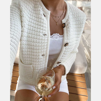 Women's Elegant Cotton Knit Cardigan - ChoreGirl