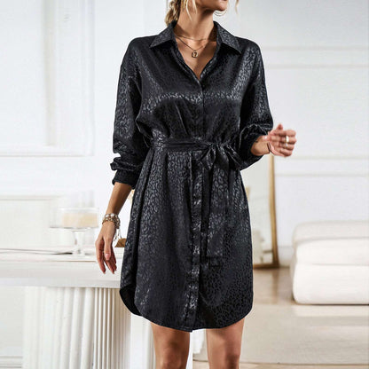 Women's Elegant Long Sleeve Shirt Dress - ChoreGirl
