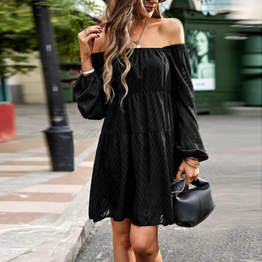 Women's Elegant Long Sleeve Short Dress - ChoreGirl