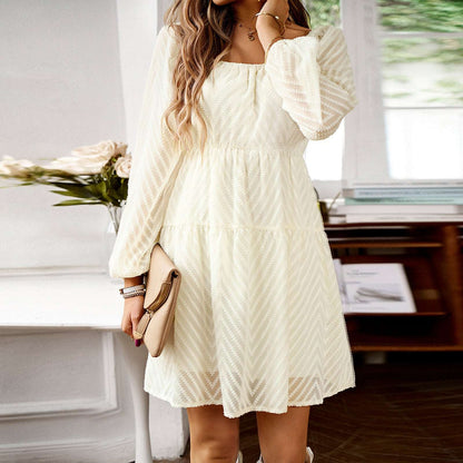 Women's Elegant Long Sleeve Short Dress - ChoreGirl
