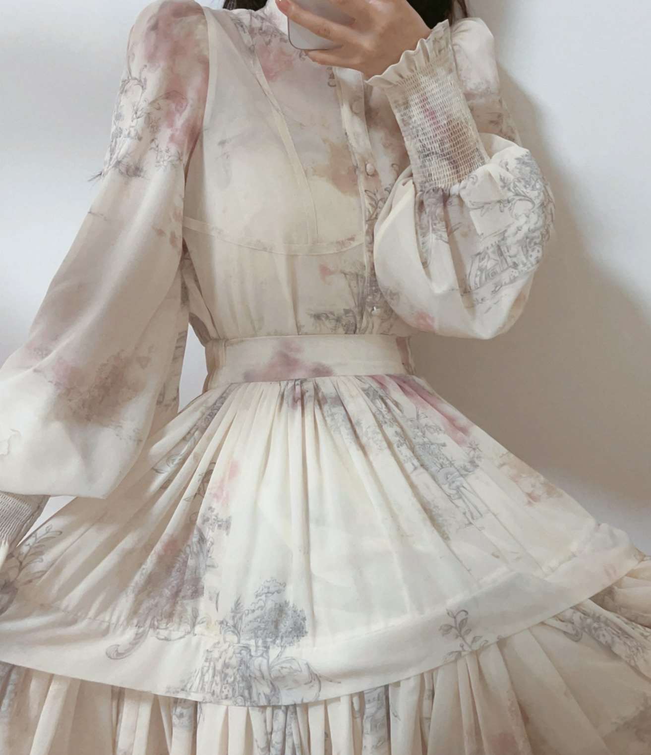 Women's Elegant Romantic Style Blouse, Top and Skirt Outfit Set - ChoreGirl