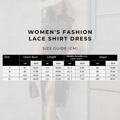 Women's Fashion Lace Shirt Dress - ChoreGirl