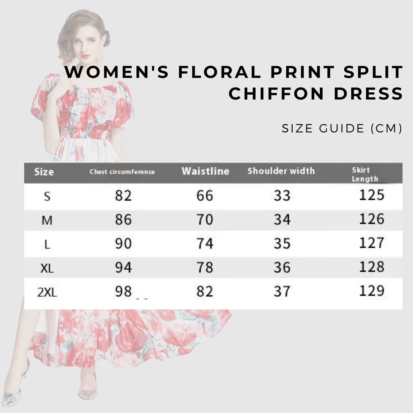 Women's Floral Print Split Chiffon Dress - ChoreGirl