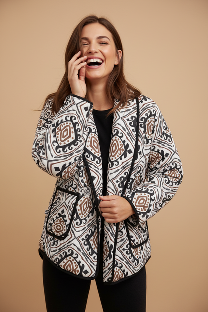 Damen-Cardigan mit Blumenmuster - Vintage, wattiert, kurz geschnitten