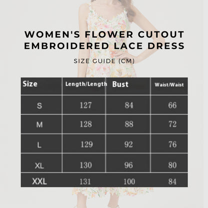 Women's Flower Cutout Embroidered Lace Dress - ChoreGirl