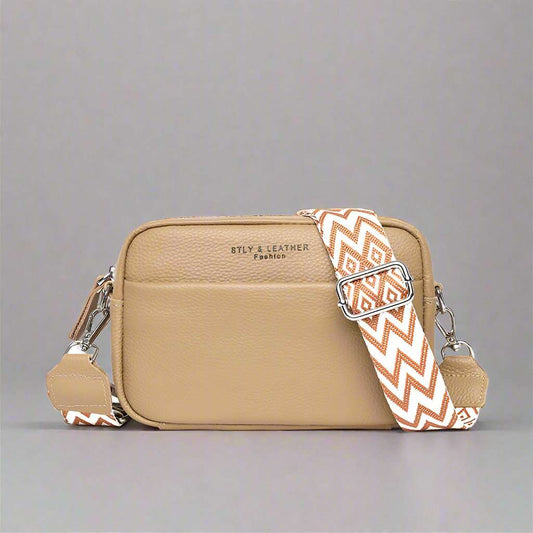 Women's Genuine Leather Small Shoulder Cross-body Bag With Wide Shoulder Strap - ChoreGirl