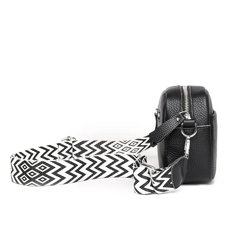 Women's Genuine Leather Small Shoulder Cross-body Bag With Wide Shoulder Strap - ChoreGirl