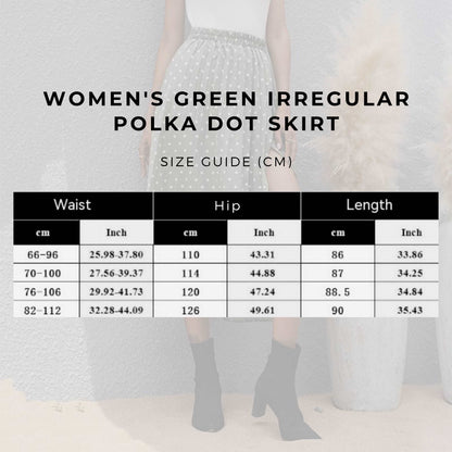 Women's Green Irregular Polka Dot Skirt - ChoreGirl