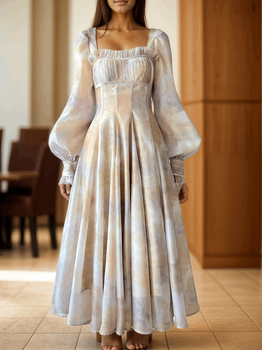 Women's High Quality Elegant Square Neck Vintage Dress - ChoreGirl