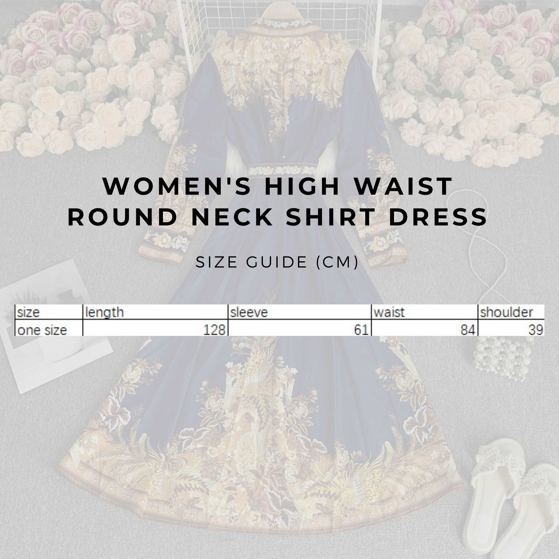 Women's High Waist Round Neck Shirt Dress - ChoreGirl