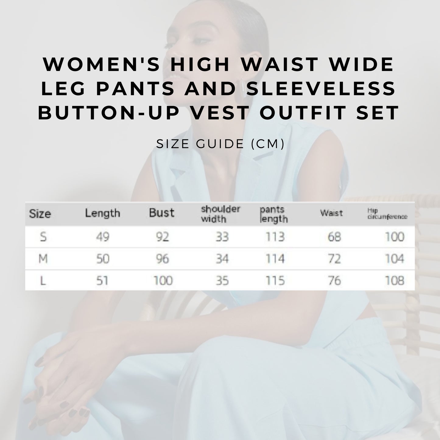 Women's High Waist Wide Leg Pants and Sleeveless Button-Up Vest Outfit Set - ChoreGirl