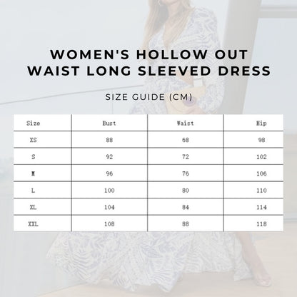 Women's Hollow Out Waist Long Sleeved Dress - ChoreGirl
