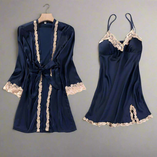 Women's Ice Silk Five Piece Pajamas Set - ChoreGirl