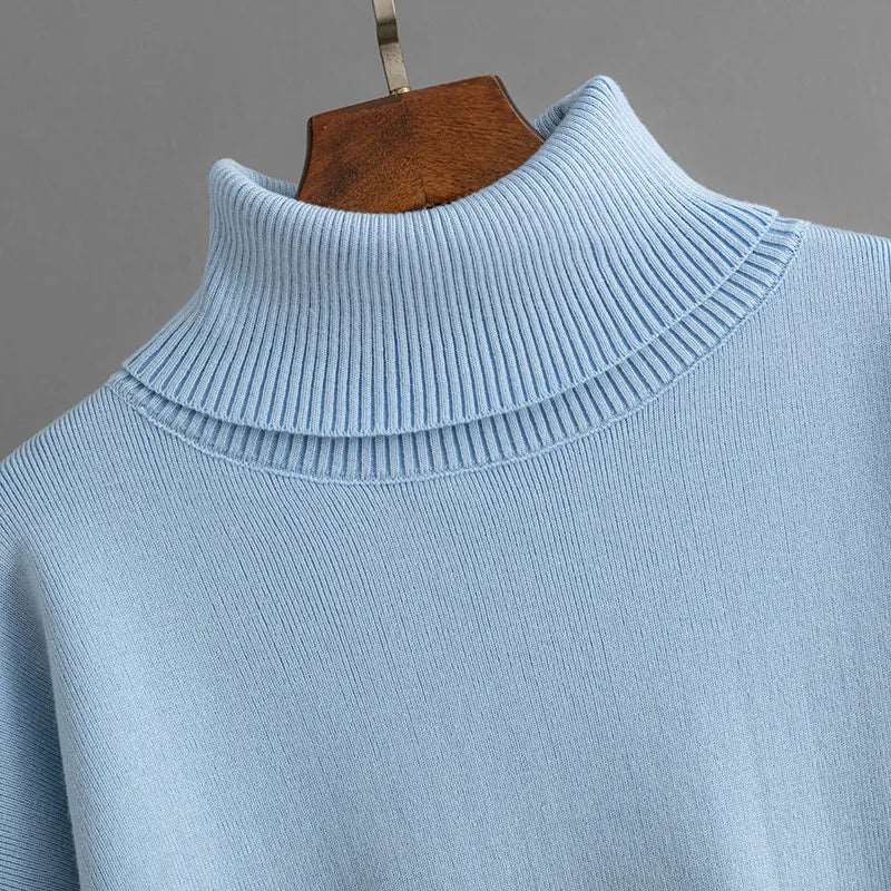 Women's Knit Turtleneck Sweater and Skirt Two-piece Outfit Set - ChoreGirl