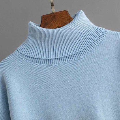 Women's Knit Turtleneck Sweater and Skirt Two-piece Outfit Set - ChoreGirl