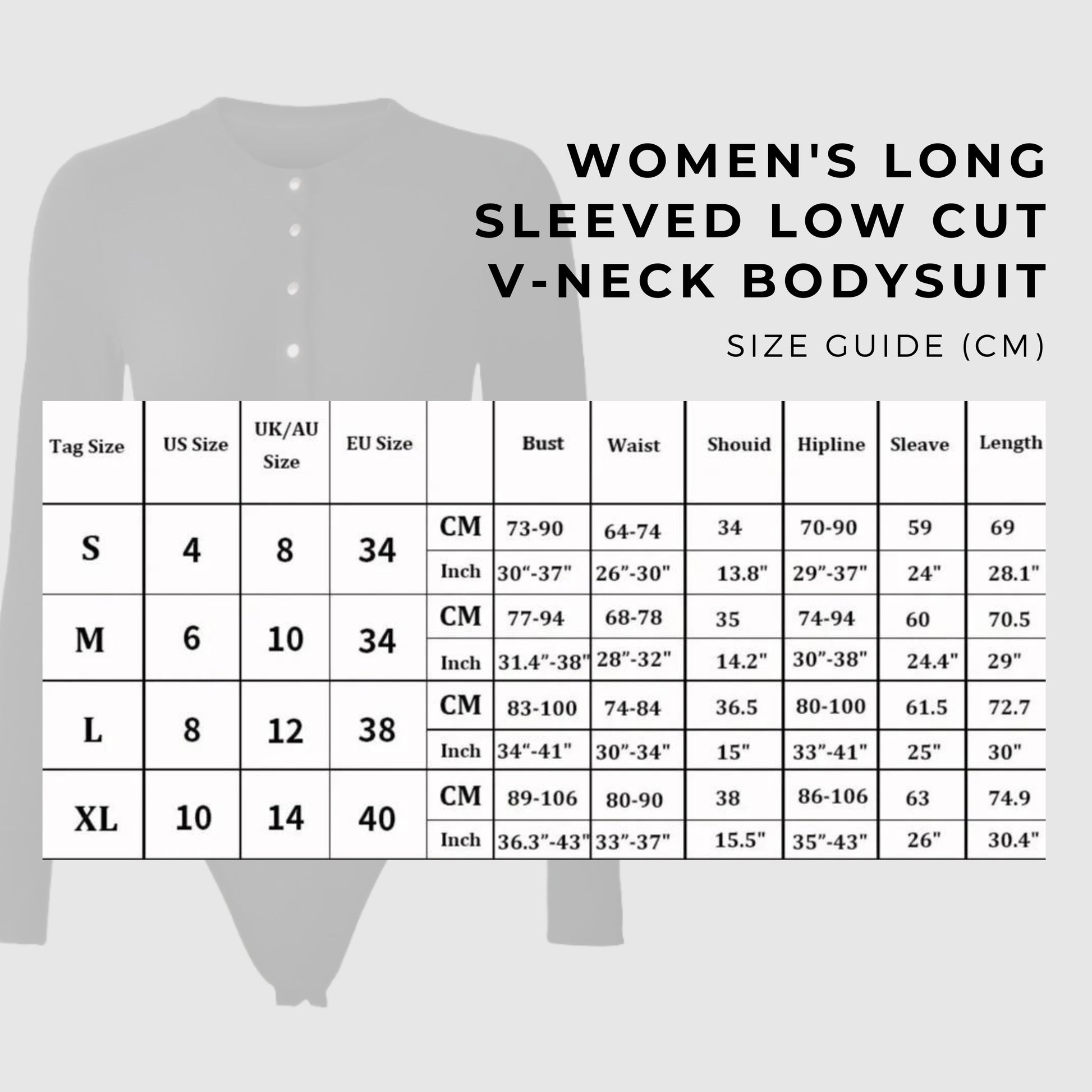 Women's Long Sleeved Low Cut V-Neck Bodysuit - ChoreGirl