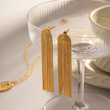 Women's Long String Titanium Steel Earrings - ChoreGirl