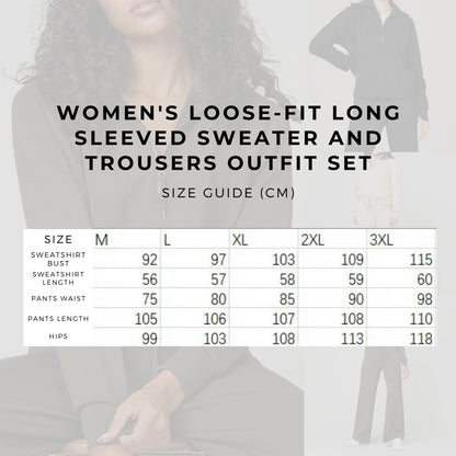 Women's Loose-fit Long Sleeved Sweater and Trousers Outfit Set - ChoreGirl