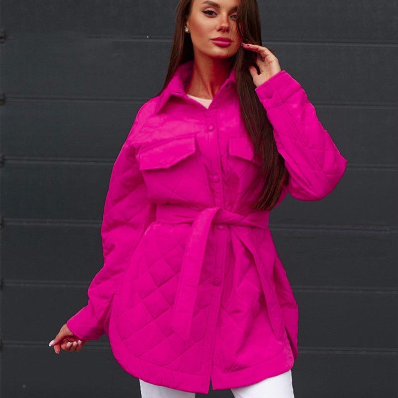 Women's Loose And Warm Rhombus Cotton Padded Autumn/ Spring Jacket - ChoreGirl