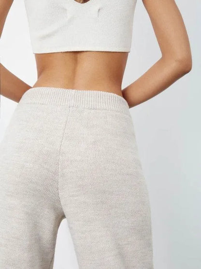 Women's Loose Wool Cardigan and Pants Outfit Set - ChoreGirl