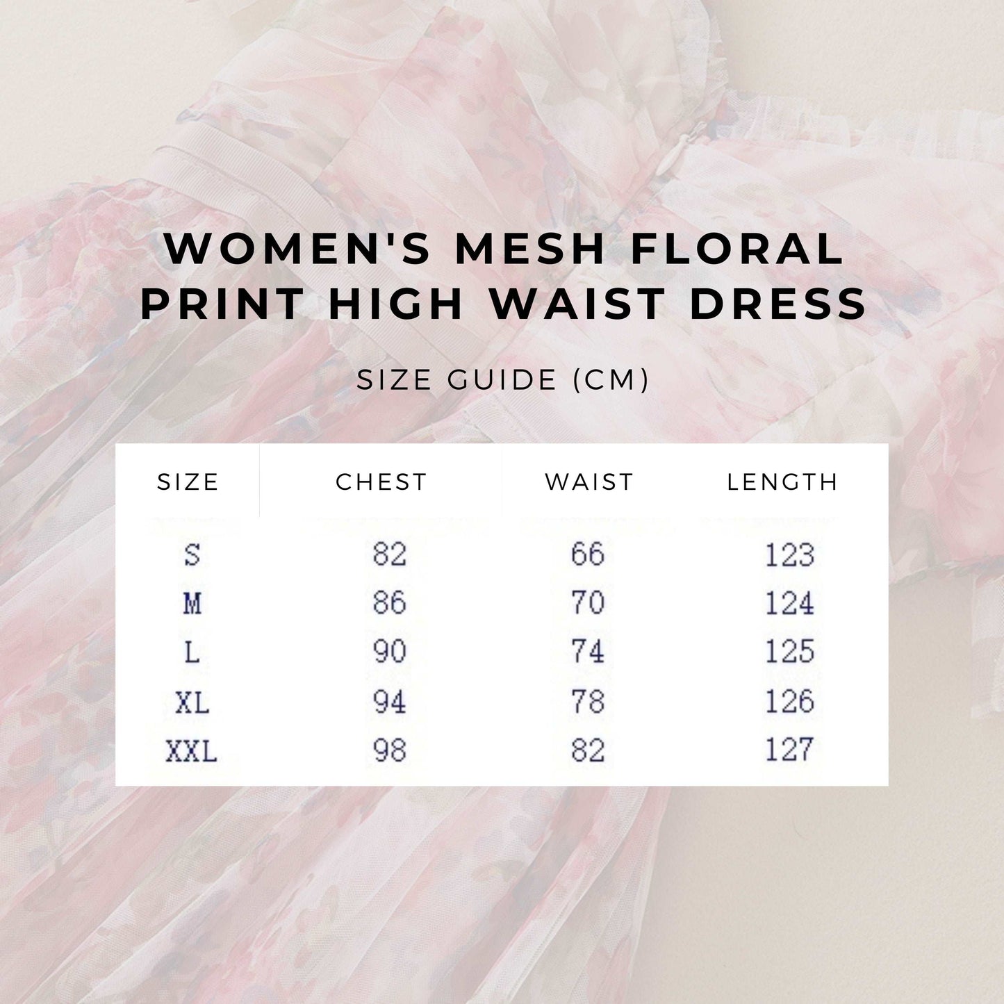 Women's Mesh Floral Print High Waist Dress - ChoreGirl