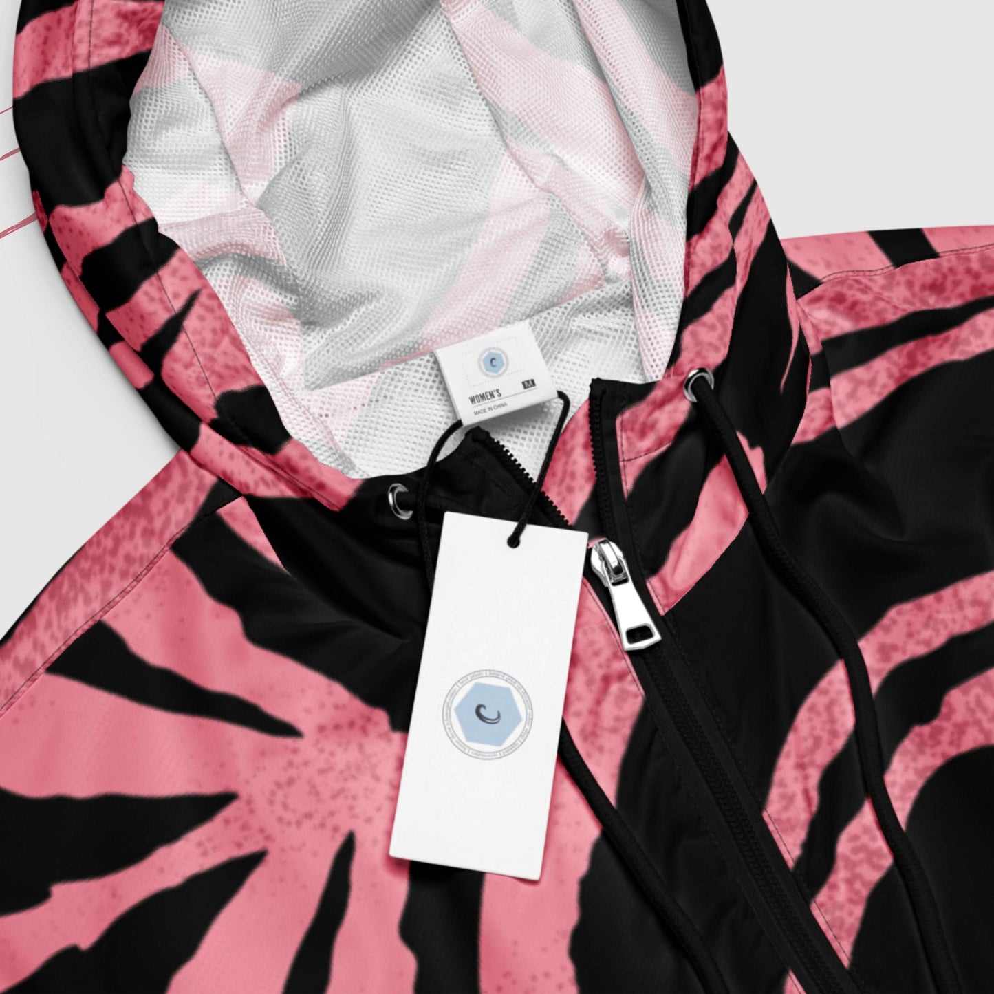 Custom Women’s Pink Tiger Pattern Cropped Windbreaker Jacket | PERSONALIZED - ChoreGirl