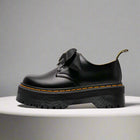 Women's Platform Leather Shoes with Ribbon
