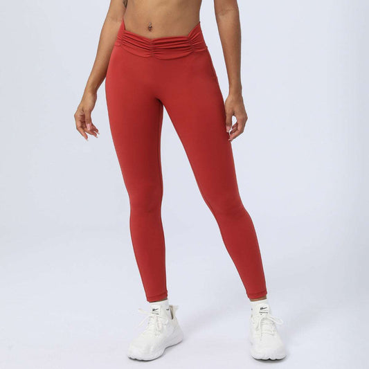 Women's Pleated Thigh Sports Yoga Pants - ChoreGirl