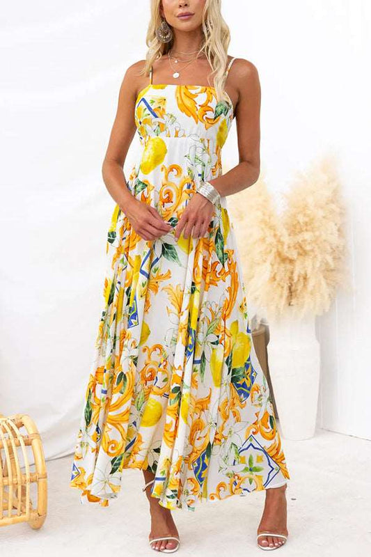 Women's Printed Back Strap Elegant Dress - ChoreGirl