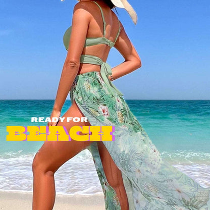 Women's Printed Bikini Three-piece Swimsuit - ChoreGirl